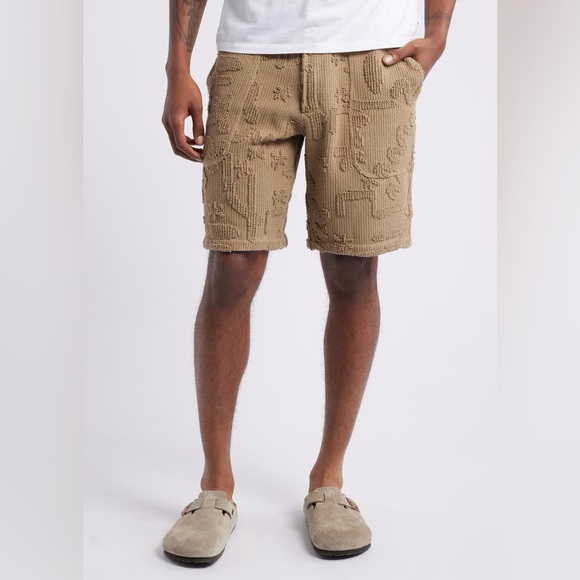 OAS Brown Cleo Textured Shorts in Medium - Picture 2 of 10